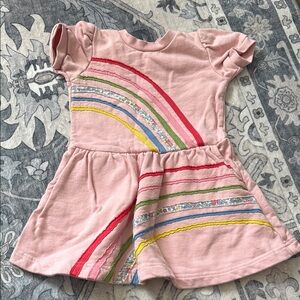 Pink Dress with Rainbow Stripes